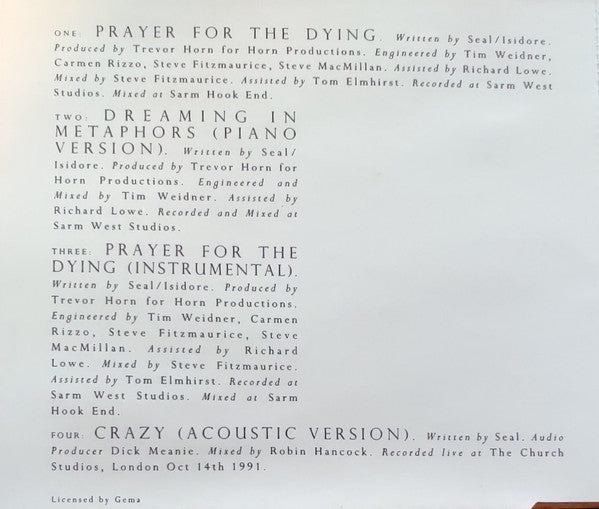 Seal : Prayer For The Dying (CD, Single)