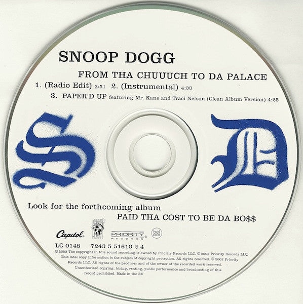 Snoop Dogg : From Tha Chuuuch To Da Palace (CD, Single)