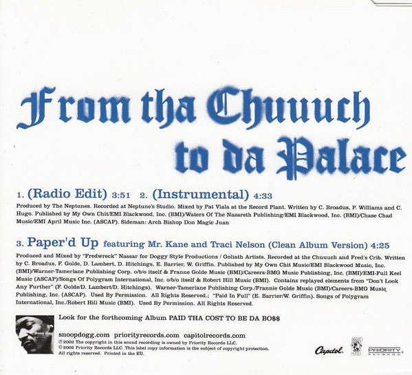 Snoop Dogg : From Tha Chuuuch To Da Palace (CD, Single)