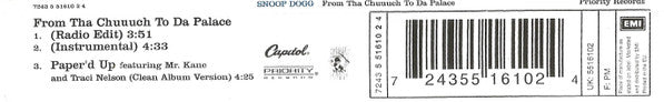 Snoop Dogg : From Tha Chuuuch To Da Palace (CD, Single)