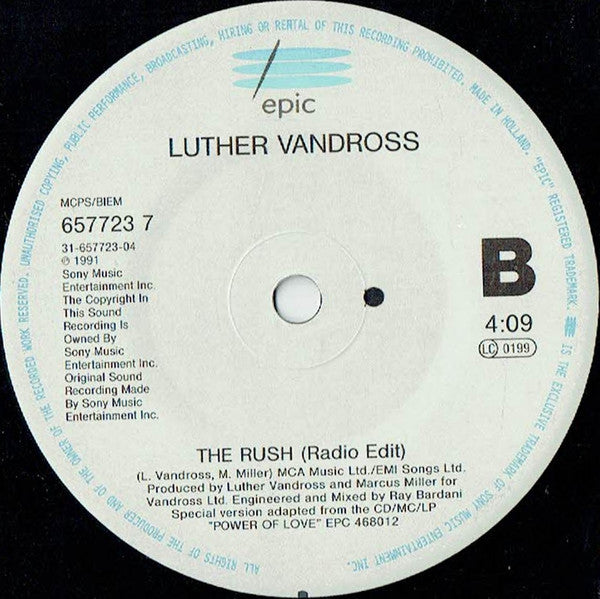 Luther Vandross : The Rush (7", Single)