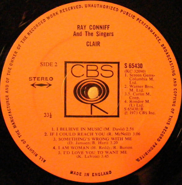 Ray Conniff And The Singers : Clair (I Can See Clearly Now) (LP, Album, Emb)