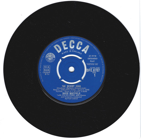 David Whitfield With Jan Waters : The Desert Song (7", EP)