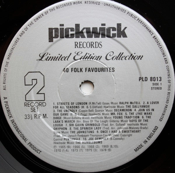 Various : 40 Folk Favourites (2xLP, Comp)
