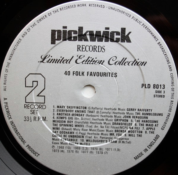 Various : 40 Folk Favourites (2xLP, Comp)