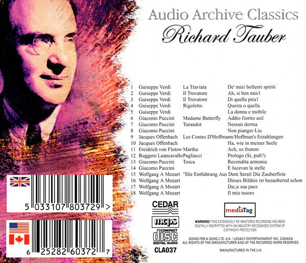 Richard Tauber : Audio Archive Classics: Richard Tauber (CD, Comp, Copy Prot.)