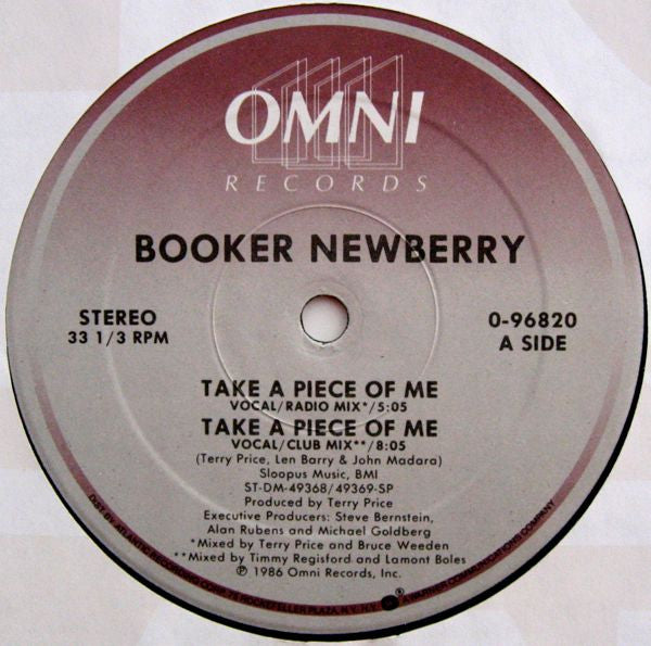 Booker Newberry III : Take A Piece Of Me (12", Single)
