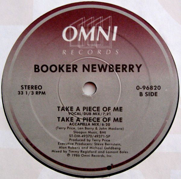 Booker Newberry III : Take A Piece Of Me (12", Single)