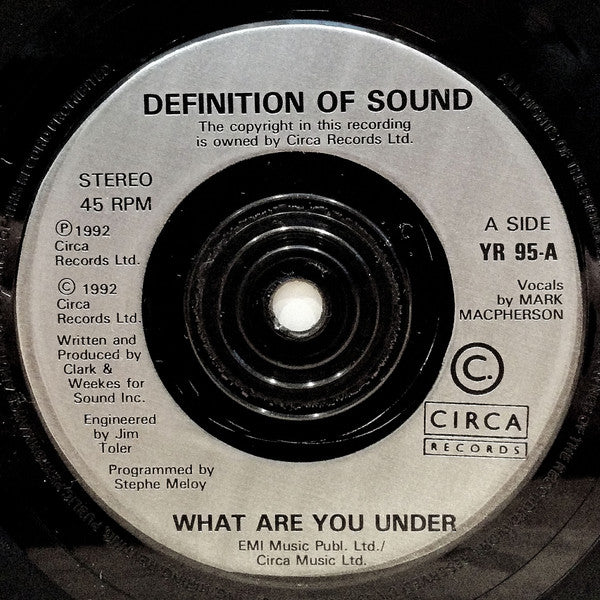 Definition Of Sound : What Are You Under (7", Single)