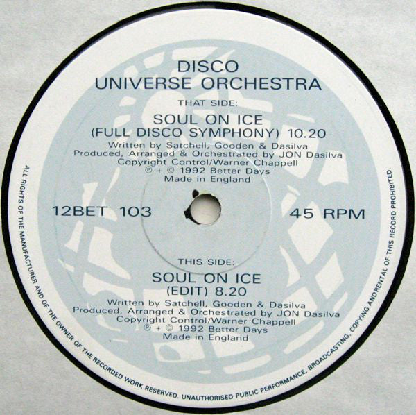 Disco Universe Orchestra : Soul On Ice (12")
