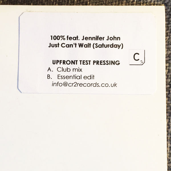 100% (2) : Just Can't Wait (Saturday) (12", TP, W/Lbl)