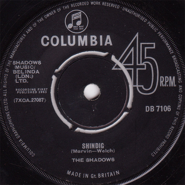 The Shadows : Shindig (7", Single)