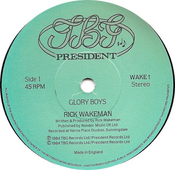 Rick Wakeman : Glory Boys (7", Single)