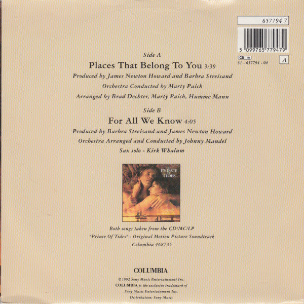 Barbra Streisand : Places That Belong To You (7", Single)