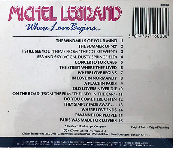 Michel Legrand : Where Love Begins... (CD, Comp)