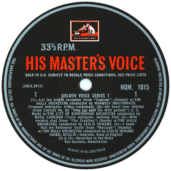 Isobel Baillie : Golden Voice Series 1 (LP, Mono)