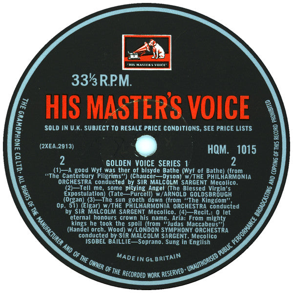 Isobel Baillie : Golden Voice Series 1 (LP, Mono)