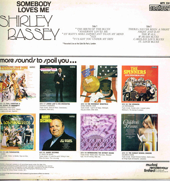 Shirley Bassey : Somebody Loves Me (LP, Comp)