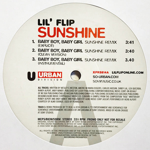 Lil' Flip : Baby Boy, Baby Girl / Sunshine (12", Promo)