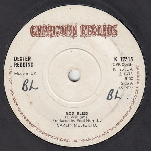 Dexter Redding : God Bless  (7", Single, Sol)