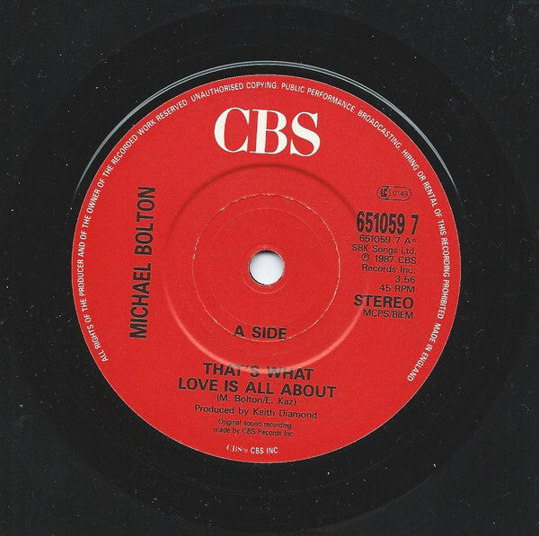 Michael Bolton : That's What Love Is All About (7", Single)