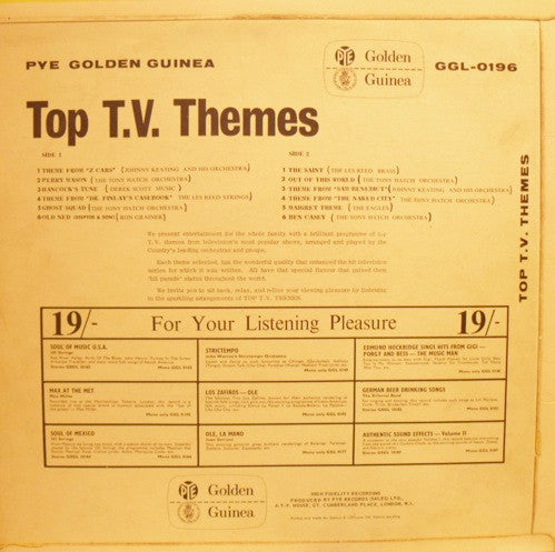 Various : Top T.V. Themes (LP, Album, Comp, Mono)