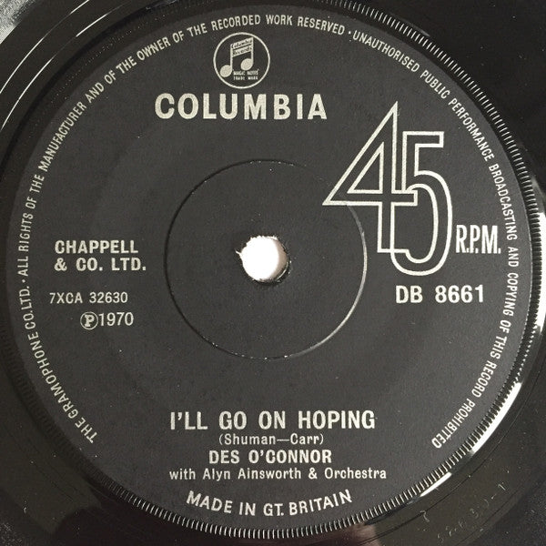 Des O'Connor : I'll Go On Hoping (7", Single)