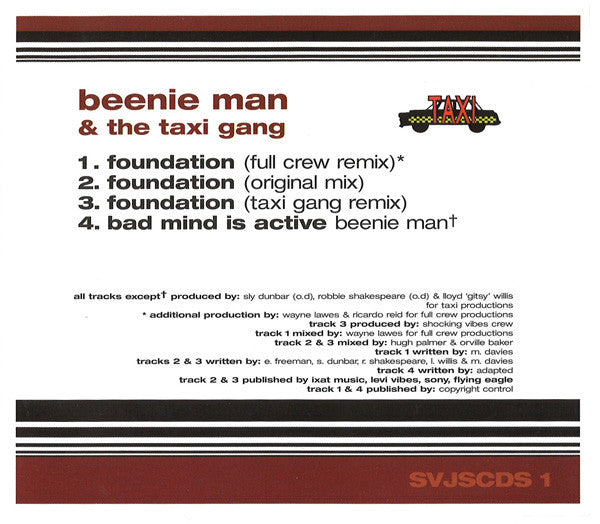 Beenie Man & The Taxi Gang : Foundation (CD, Single, Promo)