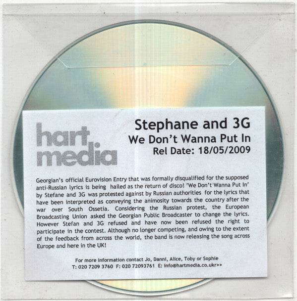 Stephane & 3G : We Don't Wanna Put In (CDr, Single, Promo)