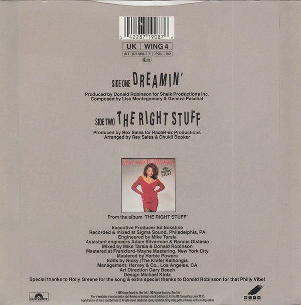 Vanessa Williams : Dreamin' (7", Single)