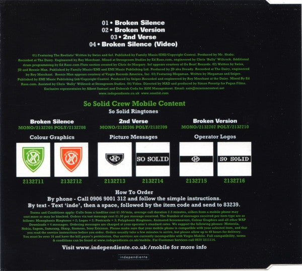 So Solid Crew : Broken Silence (CD, Single, Enh)