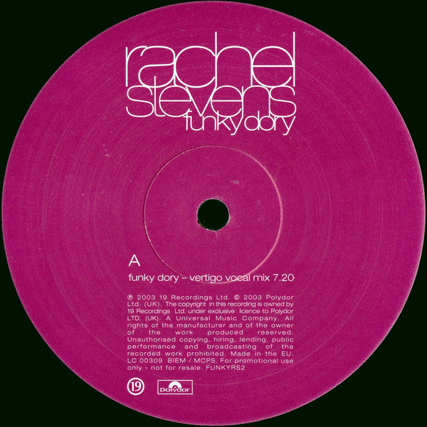 Rachel Stevens : Funky Dory (12", Promo)