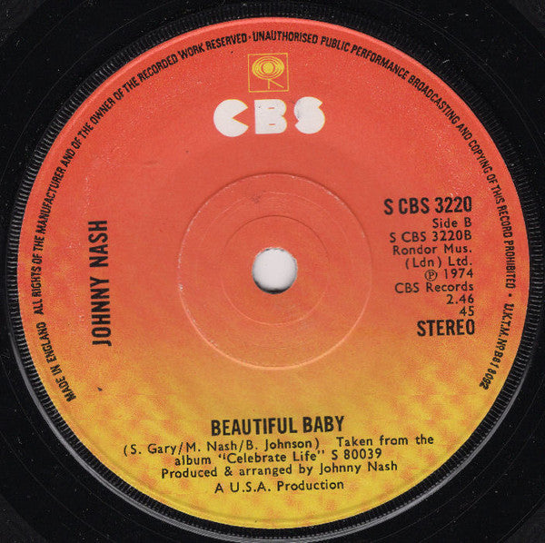 Johnny Nash : Tears On My Pillow (I Can't Take It) (7", Single)