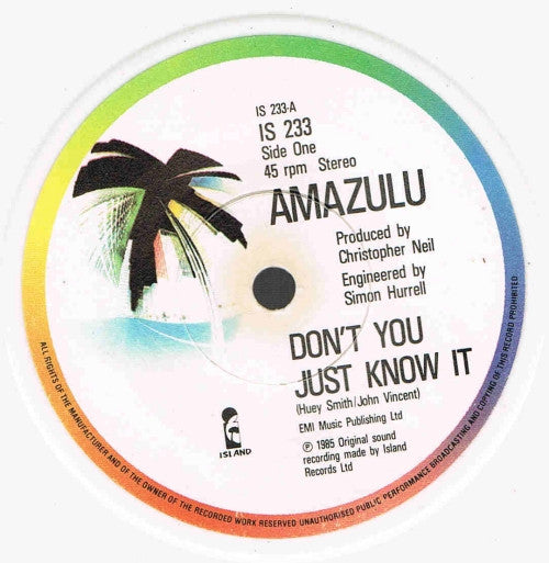Amazulu : Don't You Just Know It (7", Single, Whi)