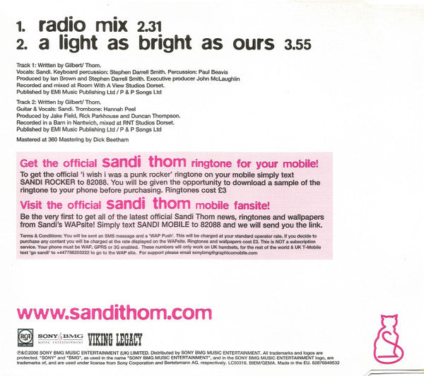 Sandi Thom : I Wish I Was A Punk Rocker (With Flowers In My Hair) (CD, Single)