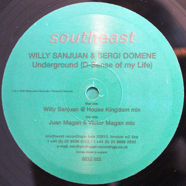 Willy Sanjuan & Sergi Domene : Underground (D-Sense Of My Life) (12")