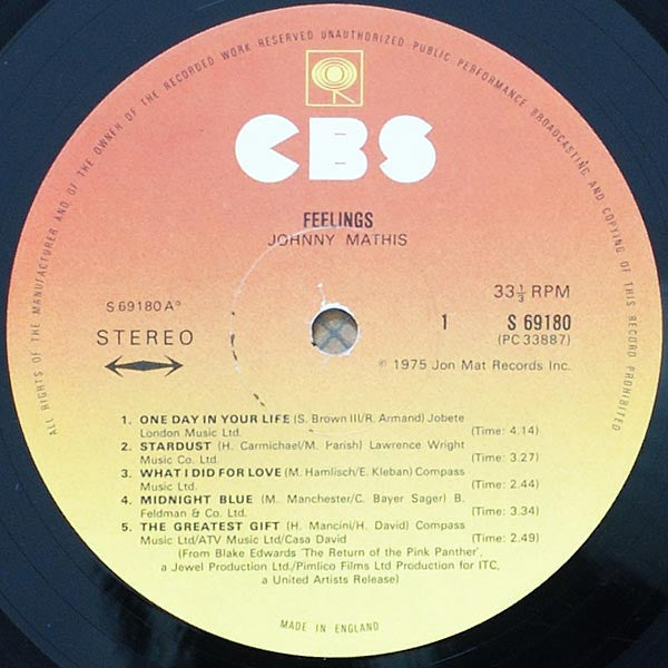 Johnny Mathis : Feelings (LP, Album)
