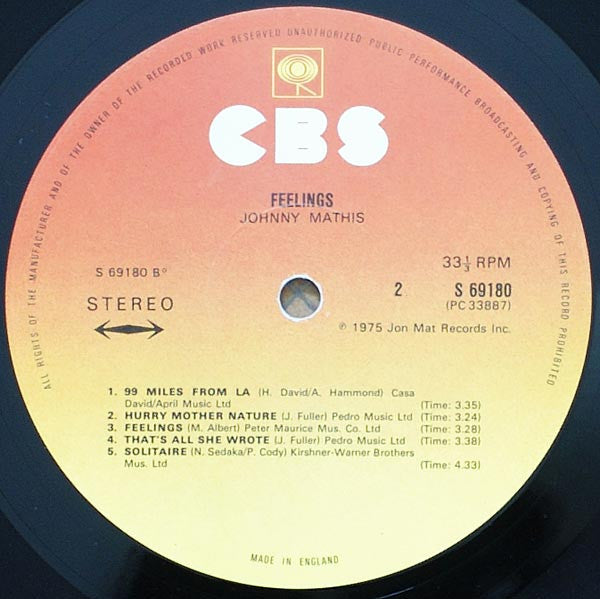 Johnny Mathis : Feelings (LP, Album)