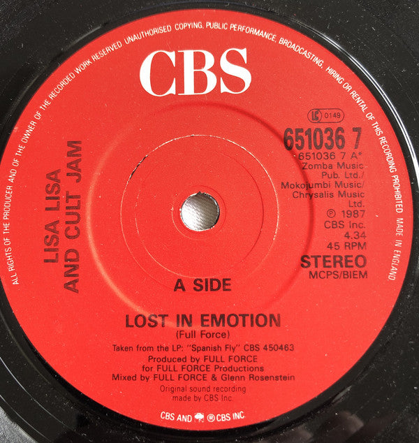 Lisa Lisa & Cult Jam : Lost In Emotion (7", Single)