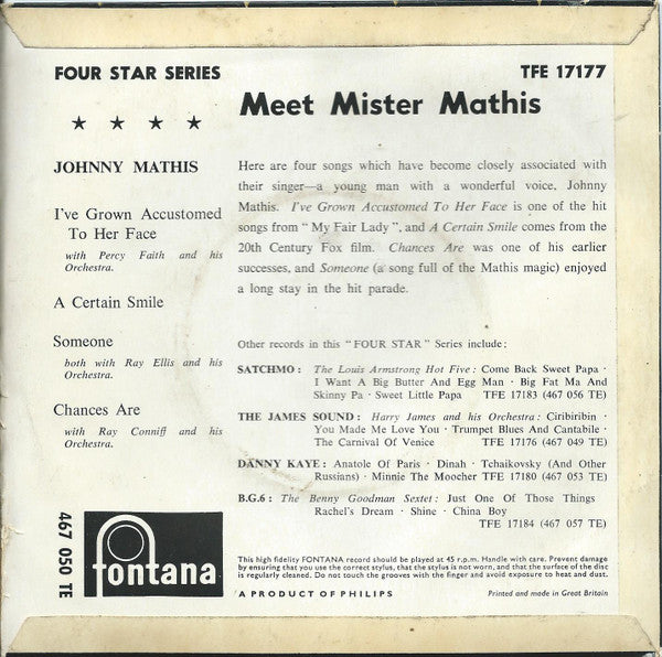 Johnny Mathis : Meet Mister Mathis (7", EP)