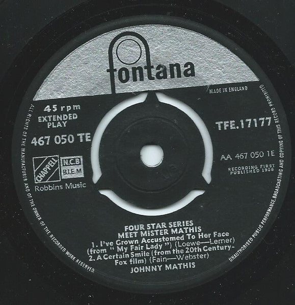 Johnny Mathis : Meet Mister Mathis (7", EP)