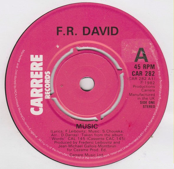 F.R. David : Music (7", Single, Pus)