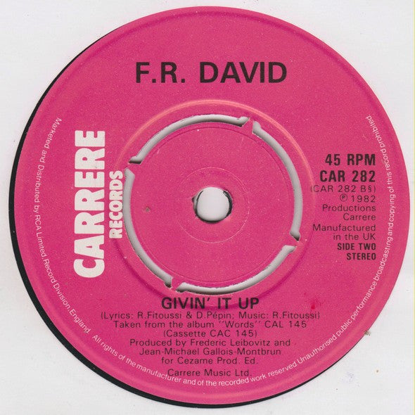 F.R. David : Music (7", Single, Pus)