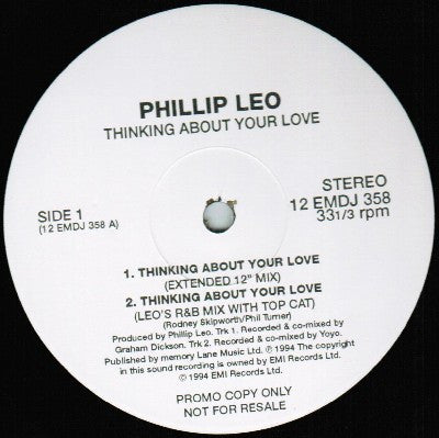 Phillip Leo : Thinking About Your Love (12", Promo)