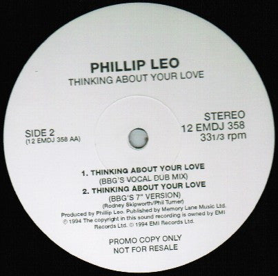 Phillip Leo : Thinking About Your Love (12", Promo)
