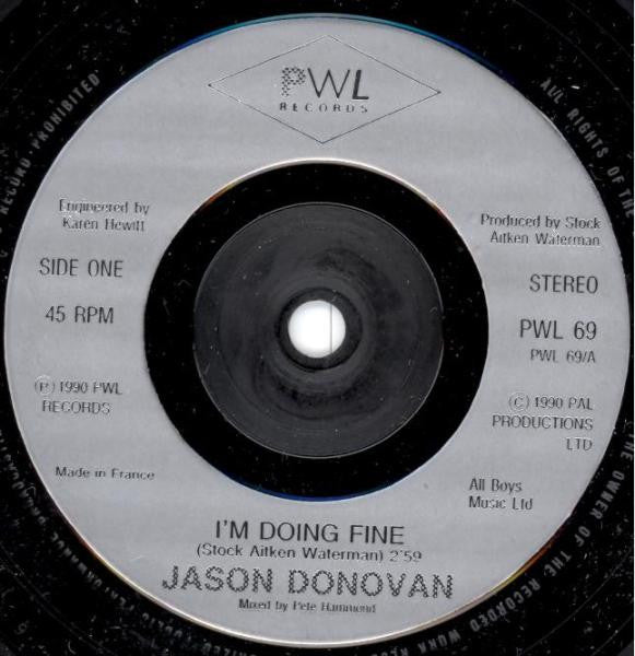 Jason Donovan : I'm Doing Fine (7", Single)