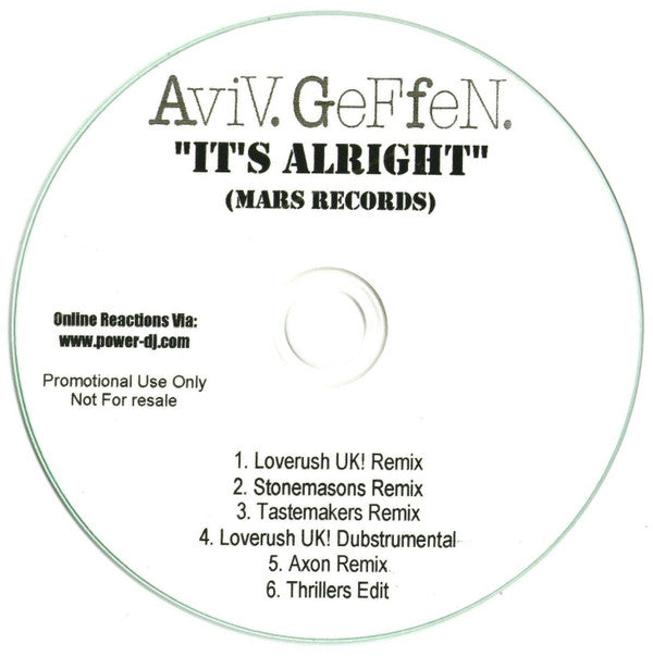 Aviv Geffen : It's Alright (CDr, Single, Promo)