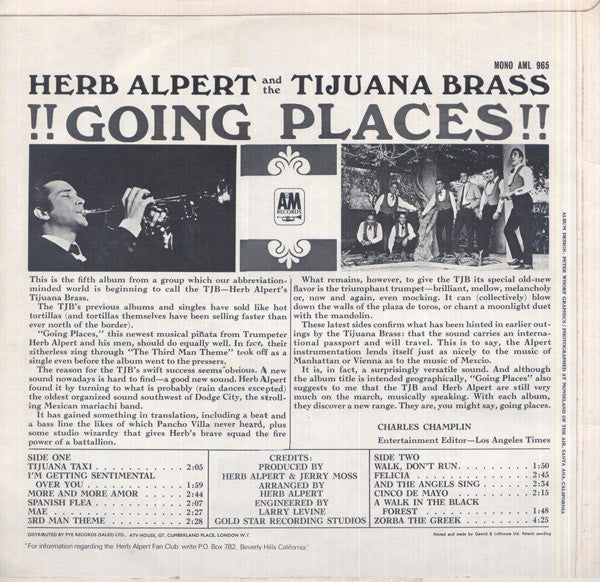 Herb Alpert & The Tijuana Brass : !!Going Places!! (LP, Mono, RE)