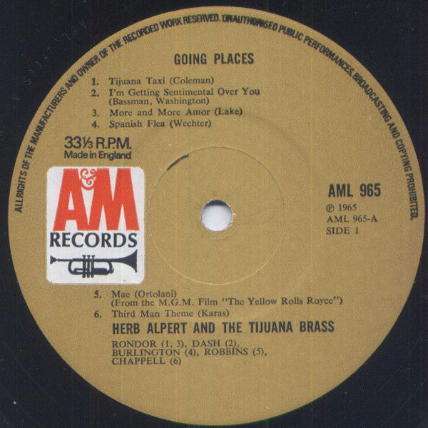 Herb Alpert & The Tijuana Brass : !!Going Places!! (LP, Mono, RE)