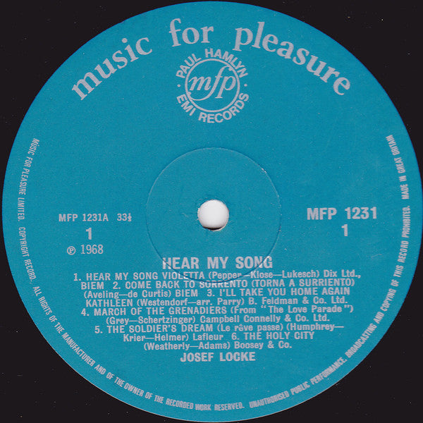 Josef Locke : Hear My Song (LP, Album, Mono)